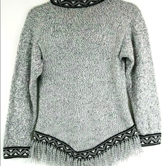 NWOT, Peruvian knitted Sweater GREY BLACK WHITE Tassel  Sz S, New withou… - Picture 5 of 8